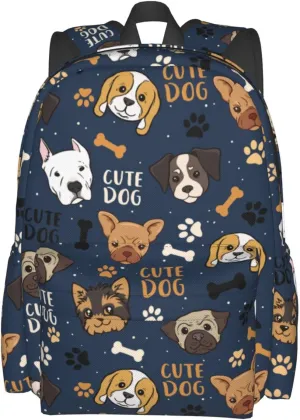 Cute Dogs Backpack for Women 16.9 inch Travel Casual Laptop Backpack Lightweight Waterproof Hiking Daypack