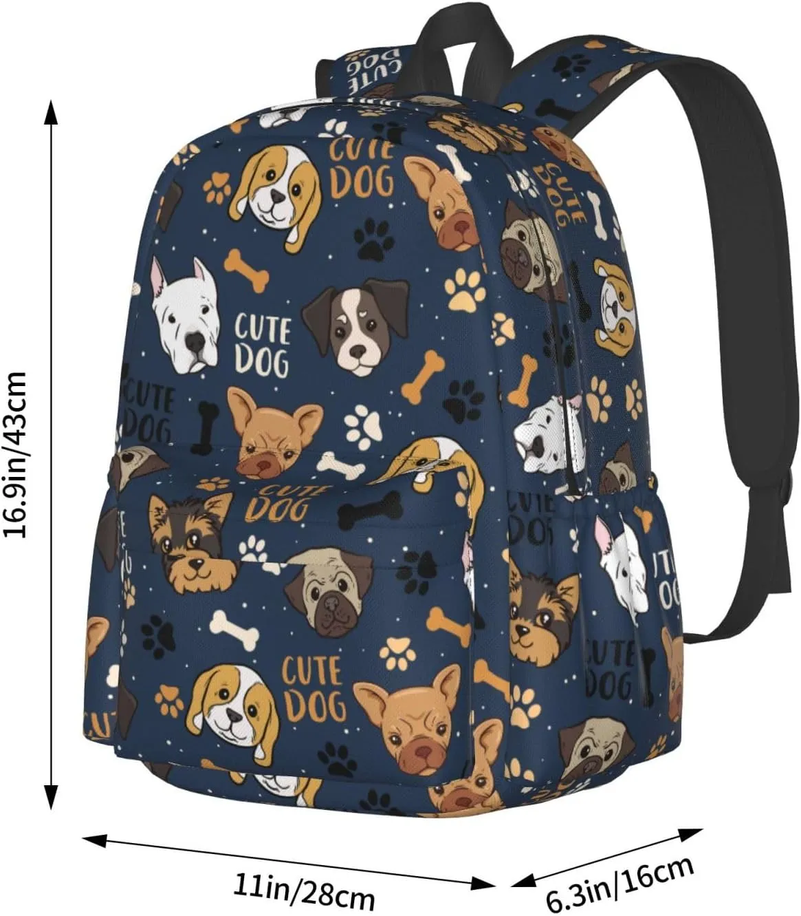 Cute Dogs Backpack for Women 16.9 inch Travel Casual Laptop Backpack Lightweight Waterproof Hiking Daypack
