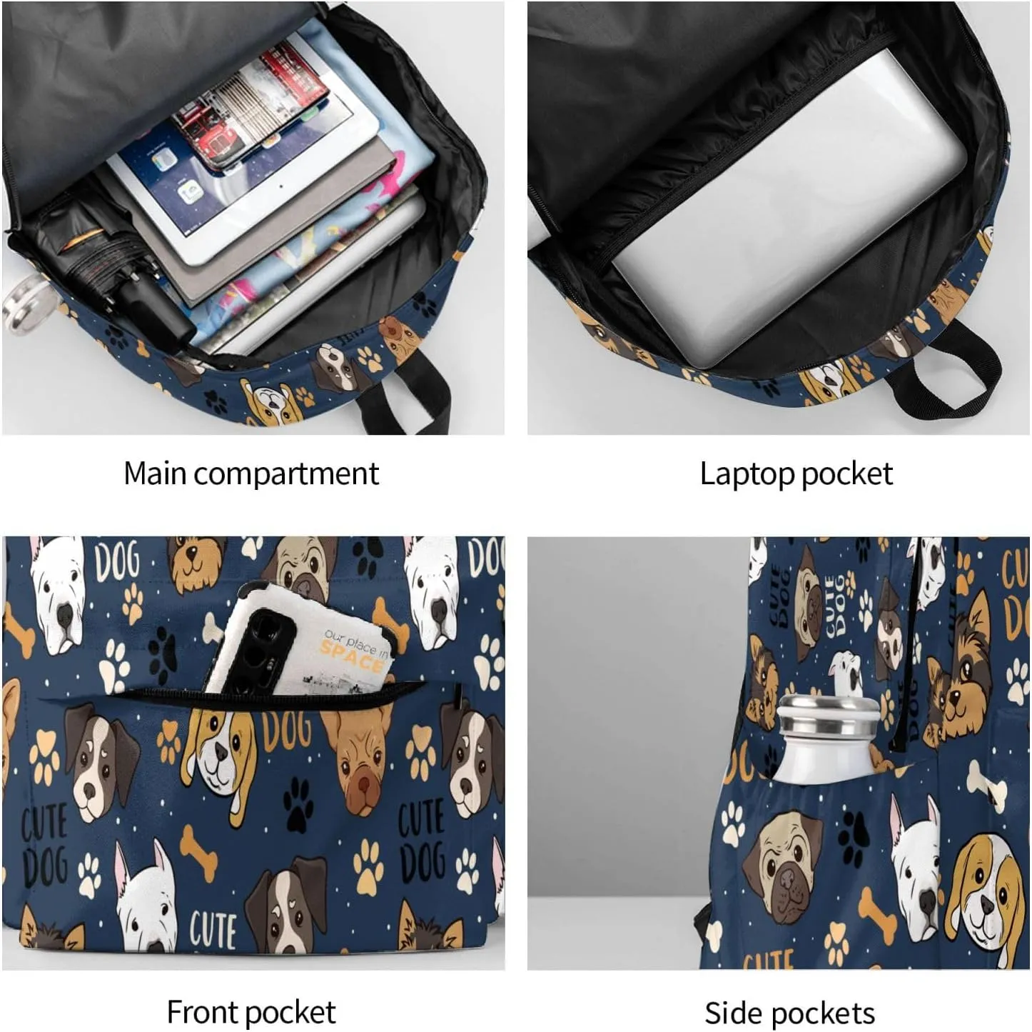 Cute Dogs Backpack for Women 16.9 inch Travel Casual Laptop Backpack Lightweight Waterproof Hiking Daypack
