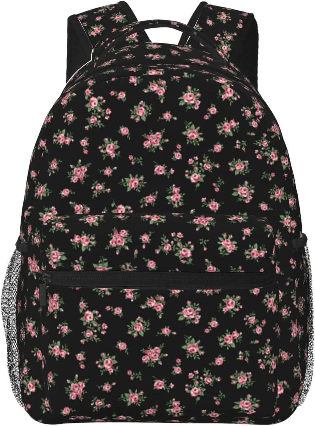 Cute Floral Aesthetic Coquette Backpack for Women - Black, 11.4 x 7.8 x 15.7 Inches
