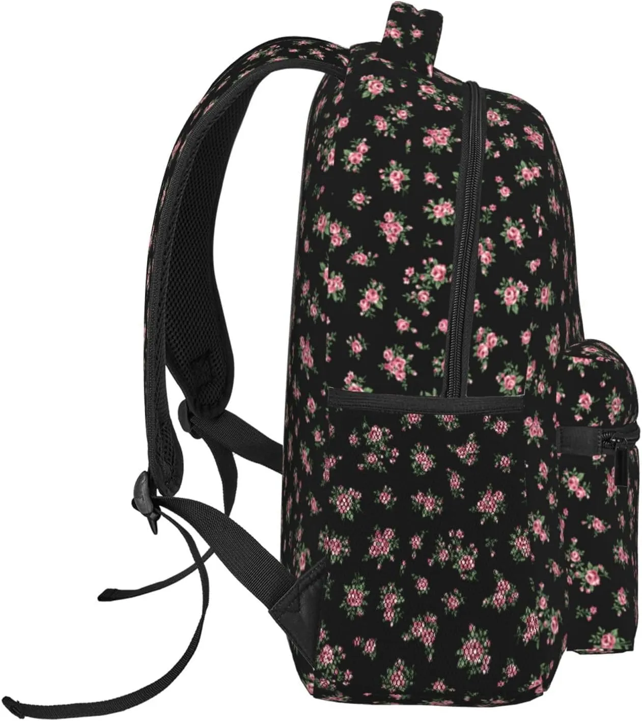Cute Floral Aesthetic Coquette Backpack for Women - Black, 11.4 x 7.8 x 15.7 Inches