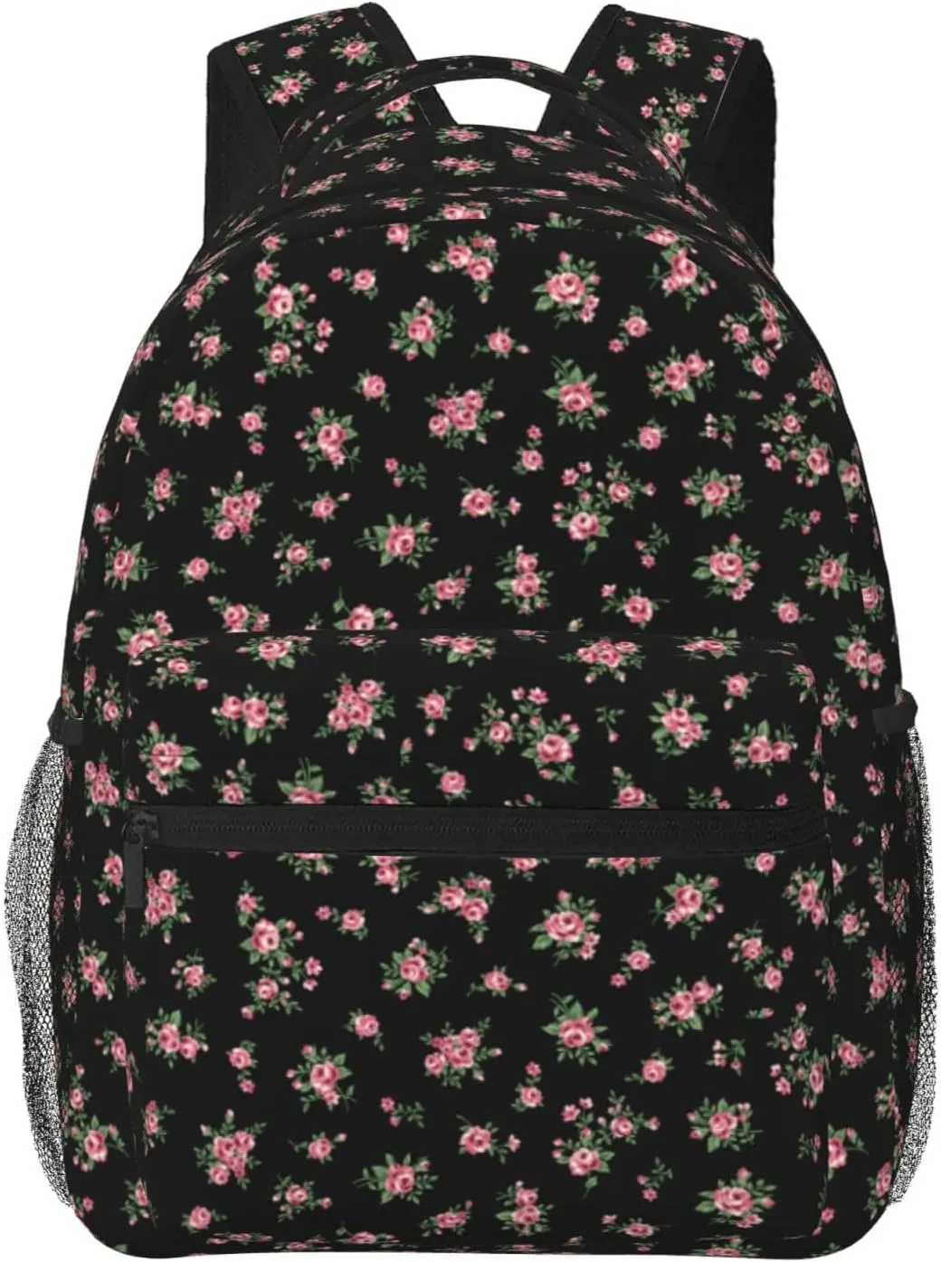 Cute Floral Aesthetic Coquette Backpack for Women - Black, 11.4 x 7.8 x 15.7 Inches