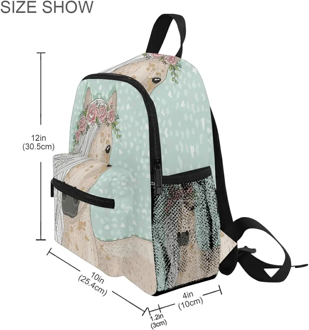 Cute Horse with Flowers Fairytale Backpack for Toddlers, Kid's Backpack School Bag for Boys Girls Kindergarten Preschool Bag