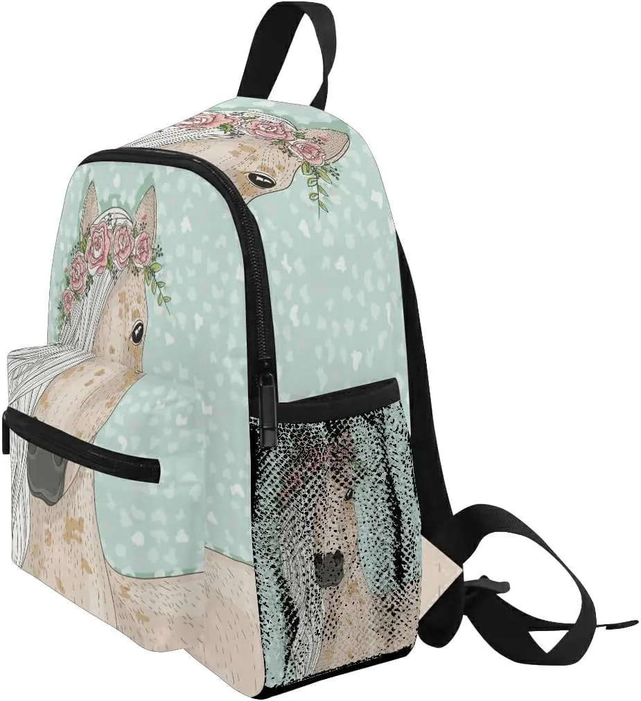 Cute Horse with Flowers Fairytale Backpack for Toddlers, Kid's Backpack School Bag for Boys Girls Kindergarten Preschool Bag