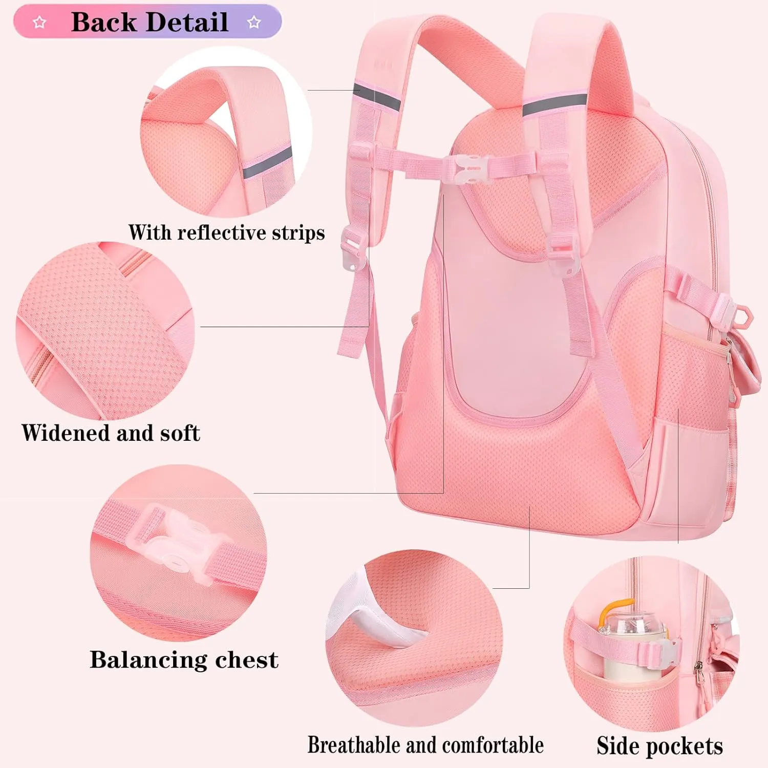 Cute Kids Backpack for Girls,Cute Pink School Backpack With Pen Bag 16.5 Inch Large Capacity Laptop Backpack for Children (Style 1 Pink)