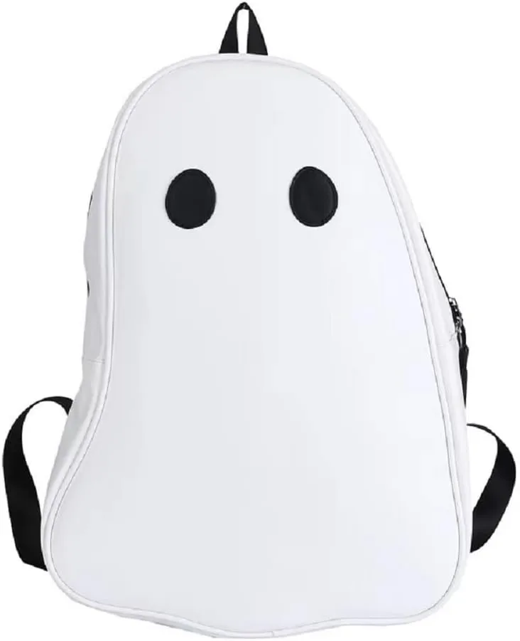 Cute Large Halloween Ghost Daypack Funny Novelty Backpack for Men Women Teen Sling Bag Travel Backpack (White,Large)