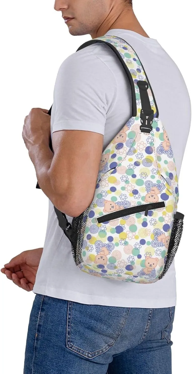 Cute pink bear Chest Bags Crossbody Sling Bag Shoulder Bag Travel Hiking Daypack For Men Women