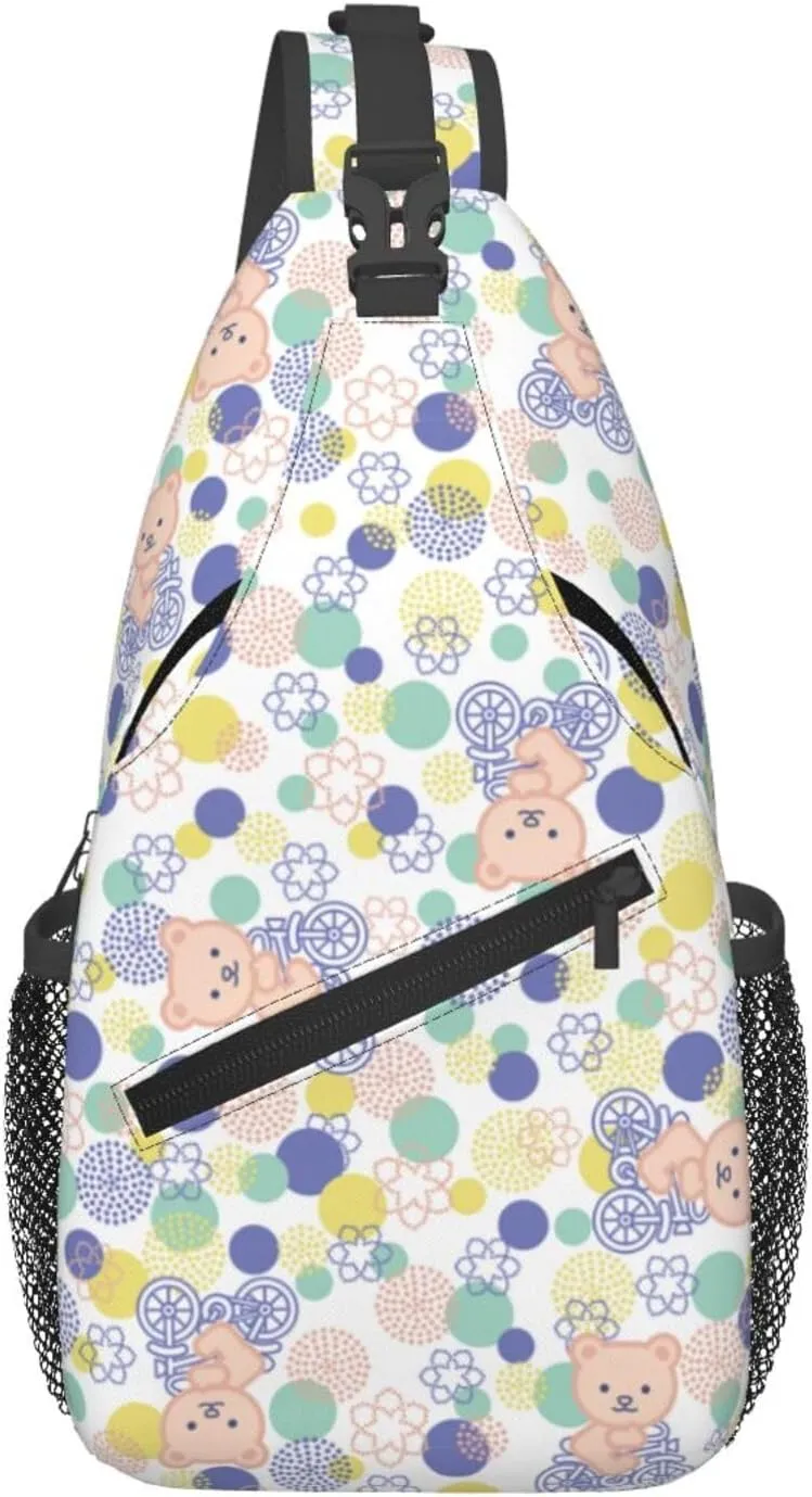 Cute pink bear Chest Bags Crossbody Sling Bag Shoulder Bag Travel Hiking Daypack For Men Women