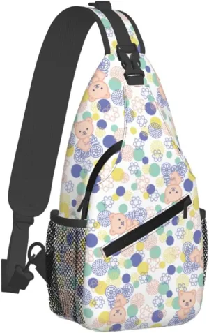Cute pink bear Chest Bags Crossbody Sling Bag Shoulder Bag Travel Hiking Daypack For Men Women