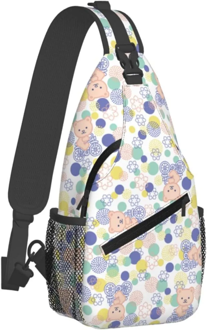 Cute pink bear Chest Bags Crossbody Sling Bag Shoulder Bag Travel Hiking Daypack For Men Women