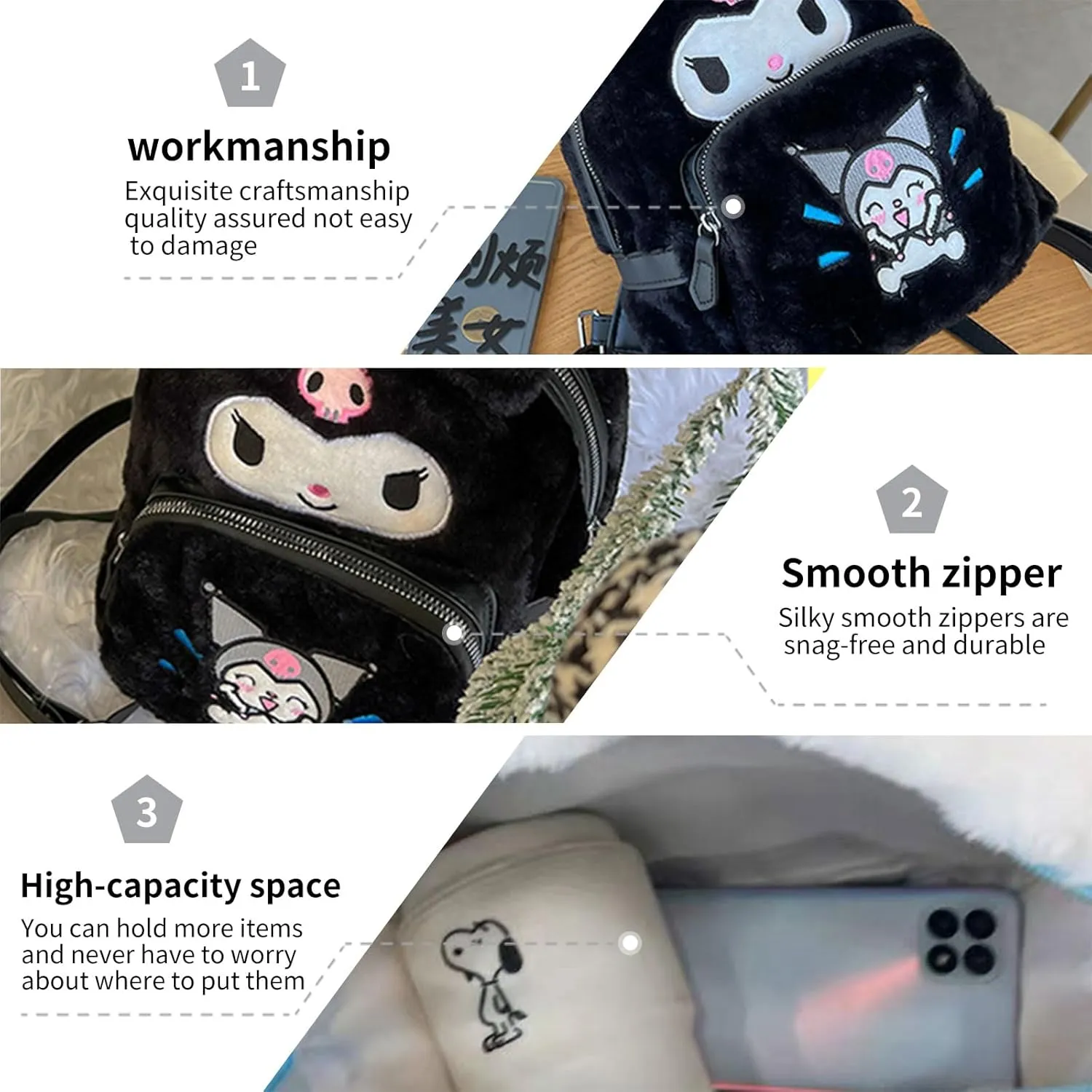 Cute Plush Backpack, Mini Cartoon Double Strap Shoulder Bag, Soft Fluffy Casual Backpack for Women, Best Gifts for Her