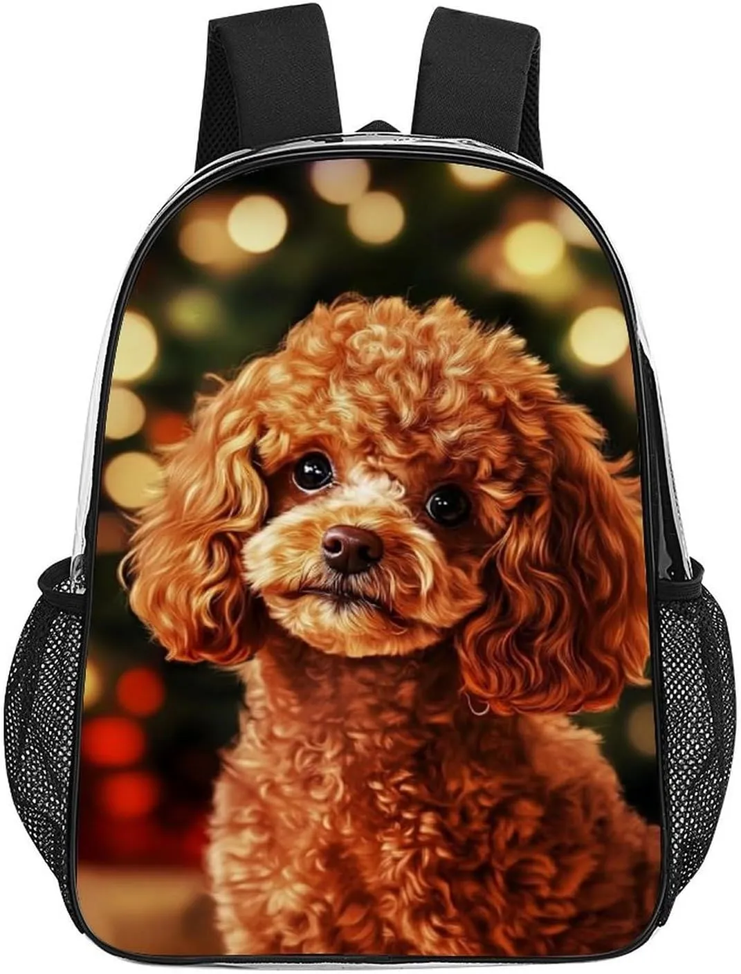 Cute Puppy Poodle Daypack Transparent Anti-Theft Multipurpose Bookbag Big Capacity Gym Outdoor Hiking Backpack With Adjustable Shoulder Straps
