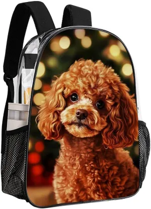 Cute Puppy Poodle Daypack Transparent Anti-Theft Multipurpose Bookbag Big Capacity Gym Outdoor Hiking Backpack With Adjustable Shoulder Straps