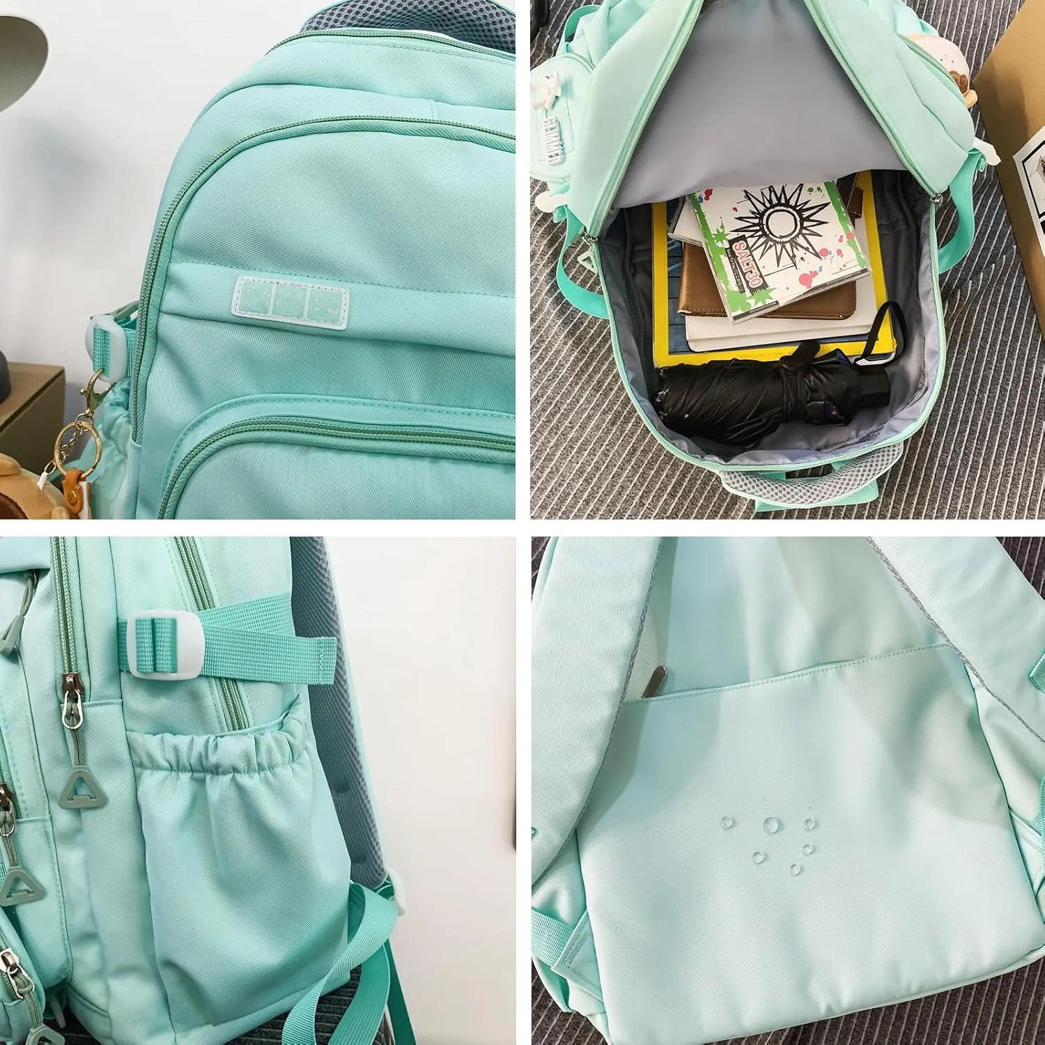 Cute School Backpack for Teen Girls Backpack for School Aesthetic College Backpack for Kids Students Large Travel Laptop Capacity Casual Daypacks Solid Color(Black)