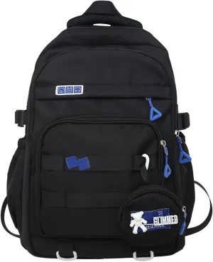 Cute School Backpack for Teen Girls Backpack for School Aesthetic College Backpack for Kids Students Large Travel Laptop Capacity Casual Daypacks Solid Color(Black)