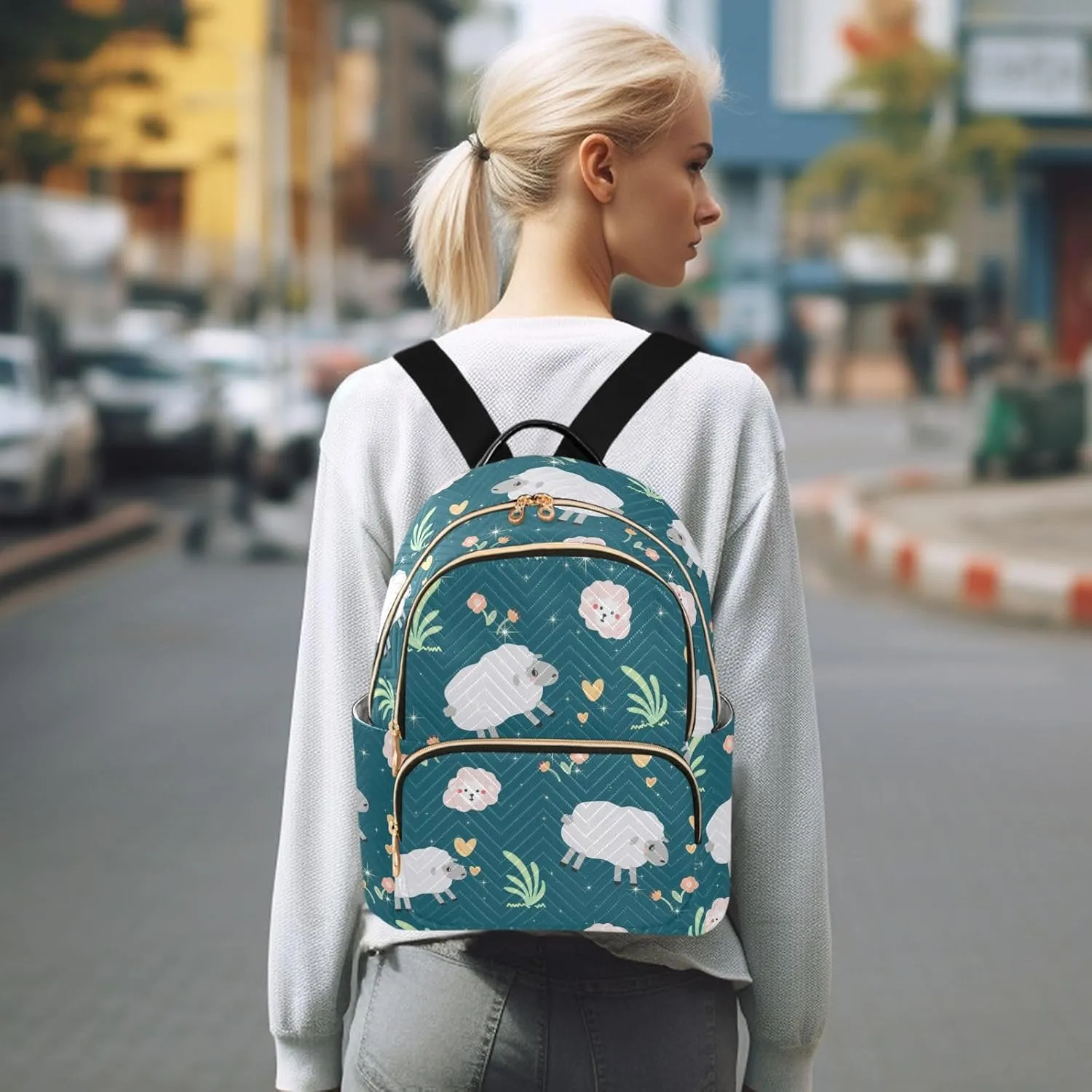 Cute Sheep Mini Backpack for Women, Travel Backpack Purse Daypack Shoulder Bag for Ladies