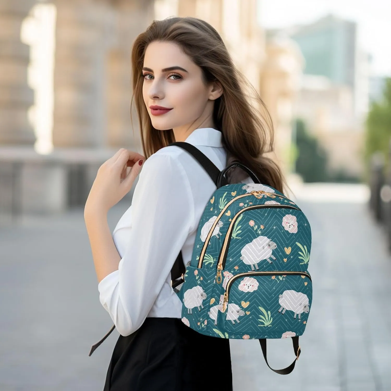Cute Sheep Mini Backpack for Women, Travel Backpack Purse Daypack Shoulder Bag for Ladies