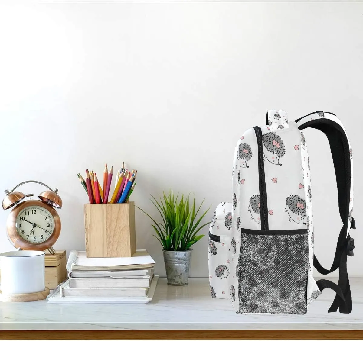 Cute Watercolor Hedgehogs Heart Backpack Bookbag Daypack Travel School College Bag for Womens Mens Girls Boys