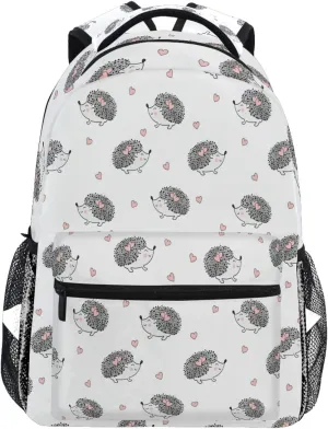 Cute Watercolor Hedgehogs Heart Backpack Bookbag Daypack Travel School College Bag for Womens Mens Girls Boys