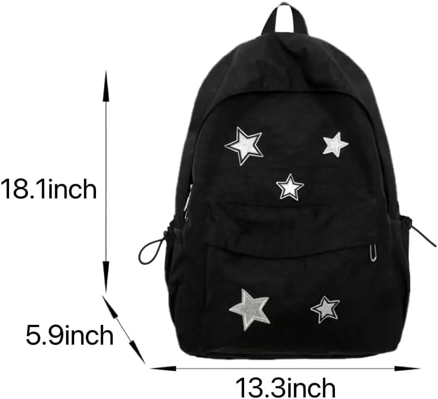 Cute Y2K Aesthetic Backpack Stars Pattern Preppy Backpack Laptop Backpack Back to College Supplies (Sage Green,One Size)