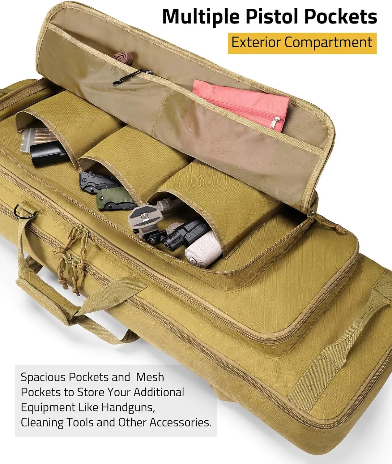 CVLIFE 36" 42" 46'' Soft Rifle Case Triple Layered Double Rifle Bag, Oversized Tactical Long Gun Bag with Lockable Zipper and Backpack Strap, Rifle Backpack Gun Case for Outdoor Hunting Shooting Range