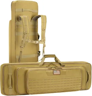 CVLIFE 36" 42" 46'' Soft Rifle Case Triple Layered Double Rifle Bag, Oversized Tactical Long Gun Bag with Lockable Zipper and Backpack Strap, Rifle Backpack Gun Case for Outdoor Hunting Shooting Range