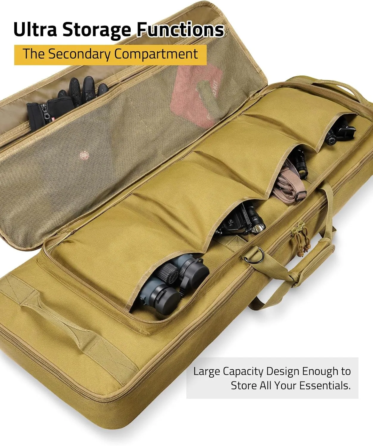 CVLIFE 36" 42" 46'' Soft Rifle Case Triple Layered Double Rifle Bag, Oversized Tactical Long Gun Bag with Lockable Zipper and Backpack Strap, Rifle Backpack Gun Case for Outdoor Hunting Shooting Range