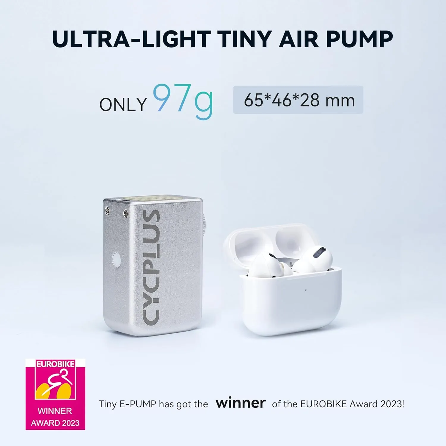 CYCPLUS Tiny Pump Bike Pump Portable Ultra-Mini 100PSI Electric Bicycle Pump Type-C Rechargeable Battery, No Pressure Display(Winner of The EUROBIKE Award 2023)