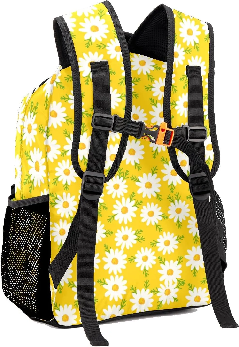 Daisy Flowers Yellow Personalized School Backpack Kids Bookbag Daypack for Teen Boys Girls Travel Backpack Bag 12.2''(L) x 5.9''(W) x 16.5''(H), Design 2, CBR1070