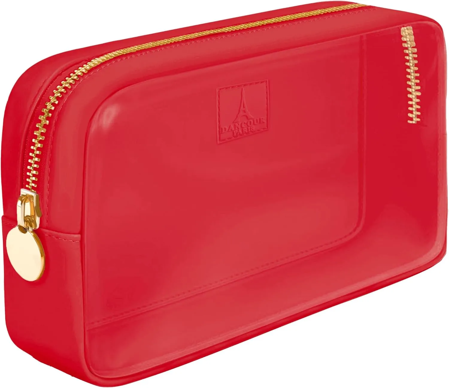DANCOUR Small Clear Makeup Bag – Mini Pouch for Purse, Red Cosmetic Travel Case, Compact Clear Cosmetic Bag, Mini Pouch for Purse