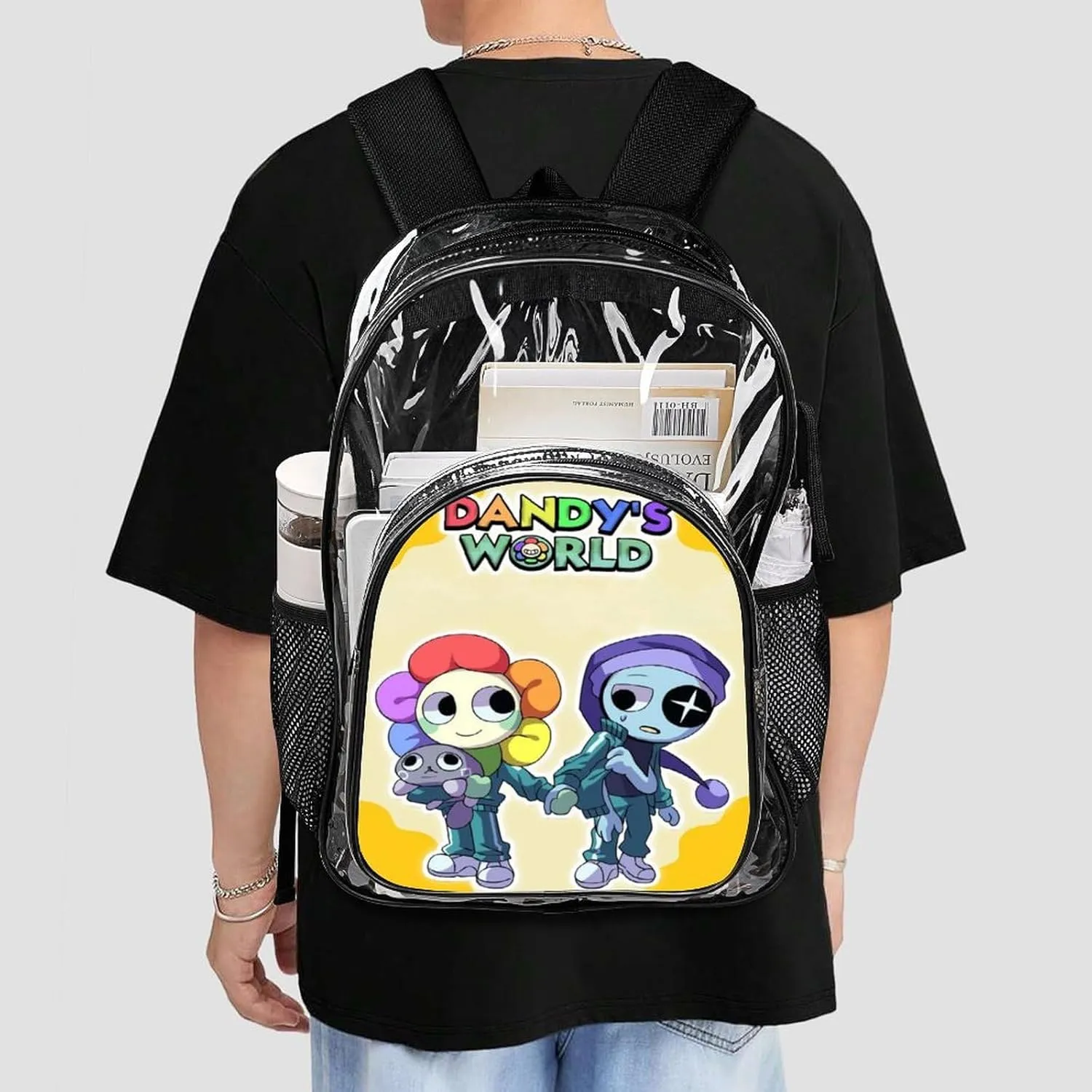 Dandys World Transparent Backpack With Front Pocket Large Capacity Laptop Backpack For Unisex