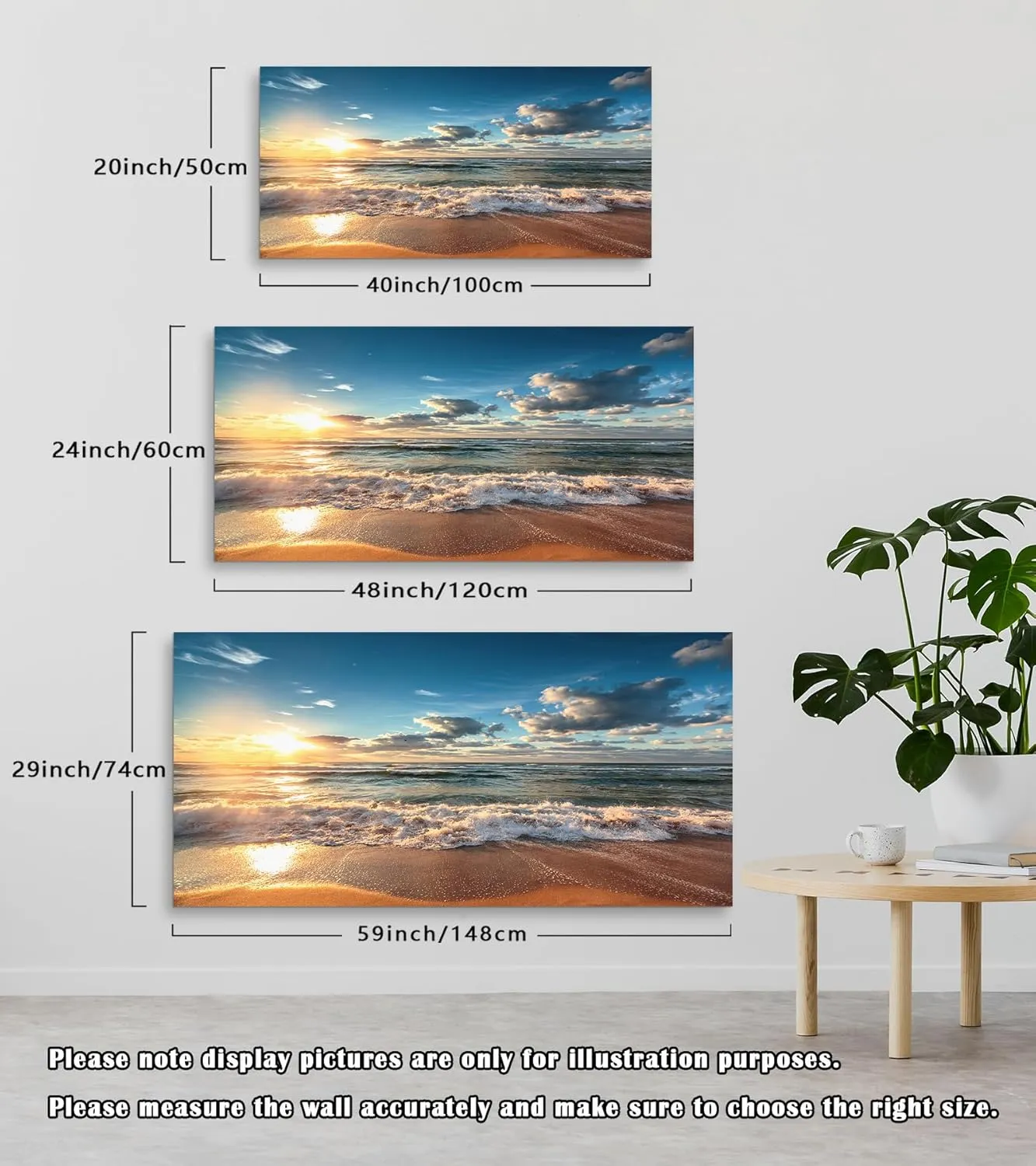 DBLAKI DB3562 Beach Wall Art Canvas Wall Art Beach Sunset Ocean Nature Pictures Beautiful Cloudscape Over The Sea, Sunrise Shot Photography Canvas Print Framed Ready to Hang for Home Decor