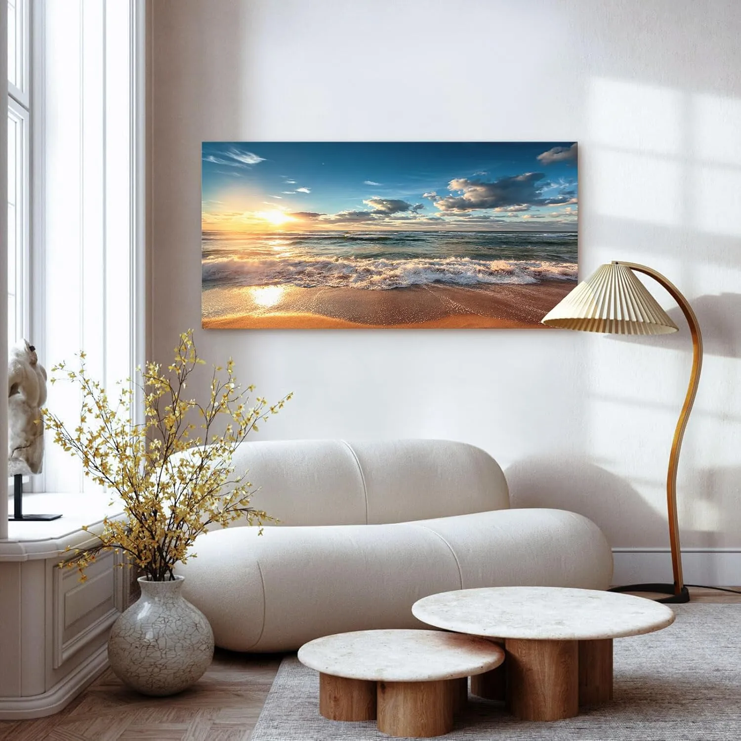 DBLAKI DB3562 Beach Wall Art Canvas Wall Art Beach Sunset Ocean Nature Pictures Beautiful Cloudscape Over The Sea, Sunrise Shot Photography Canvas Print Framed Ready to Hang for Home Decor