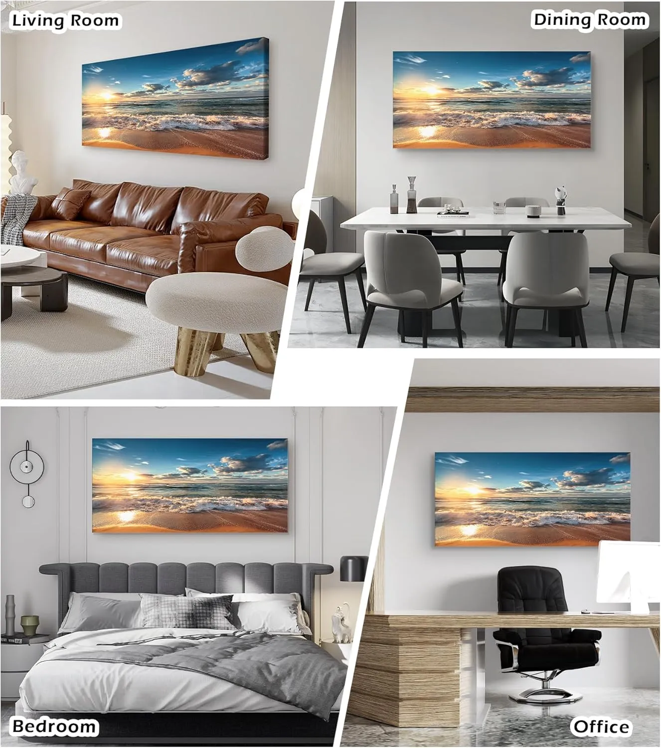 DBLAKI DB3562 Beach Wall Art Canvas Wall Art Beach Sunset Ocean Nature Pictures Beautiful Cloudscape Over The Sea, Sunrise Shot Photography Canvas Print Framed Ready to Hang for Home Decor