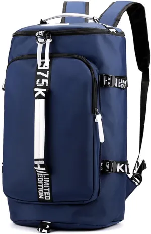 DEARART Blue Backpack Duffel Bags Waterproof with Shoes Compartment, Four Fashion Carried Ways for Travel Sport Gym, 45L