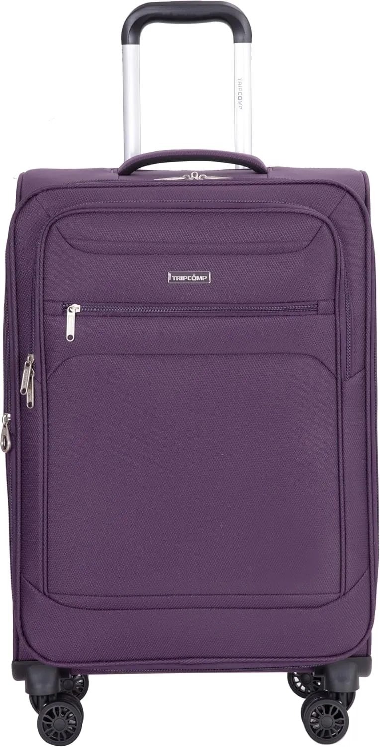 DEINPPA 5-Piece Set (18/23/27/Travelbag/toiletry bag),Softshell Suitcase Spinner Wheels Terylene Polyester Luggage Sets Carry On Suitcase Luggage Lightweight Durable Suitcase PURPLE