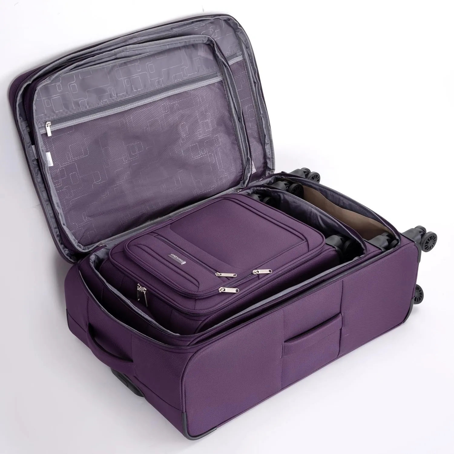DEINPPA 5-Piece Set (18/23/27/Travelbag/toiletry bag),Softshell Suitcase Spinner Wheels Terylene Polyester Luggage Sets Carry On Suitcase Luggage Lightweight Durable Suitcase PURPLE