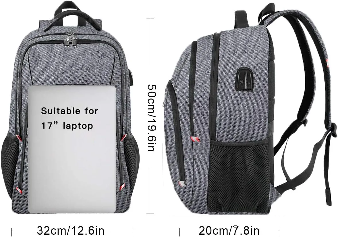 Della Gao Laptop Backpack for Men, Large Anti-Theft Business Travel Backpack with USB Charging Port, Water Resistant College School Computer Bag for Men/Women for 17 Inch Laptop and Notebook