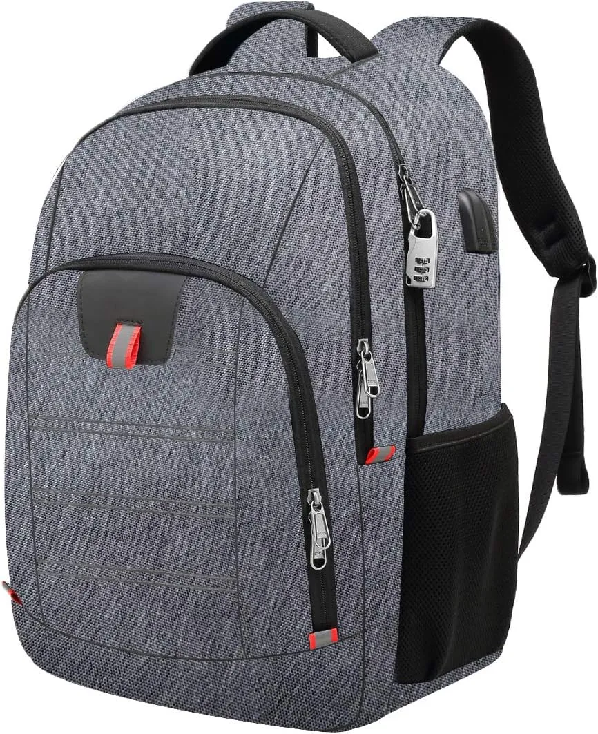 Della Gao Laptop Backpack for Men, Large Anti-Theft Business Travel Backpack with USB Charging Port, Water Resistant College School Computer Bag for Men/Women for 17 Inch Laptop and Notebook