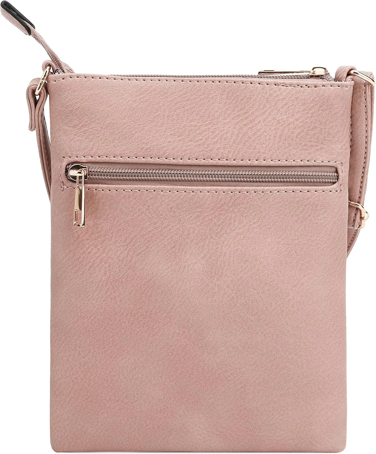 DELUXITY | Crossbody Purse Bag | Functional Multi Pocket Double Zipper Purse | Adjustable Strap | Medium Size Purse | Blush
