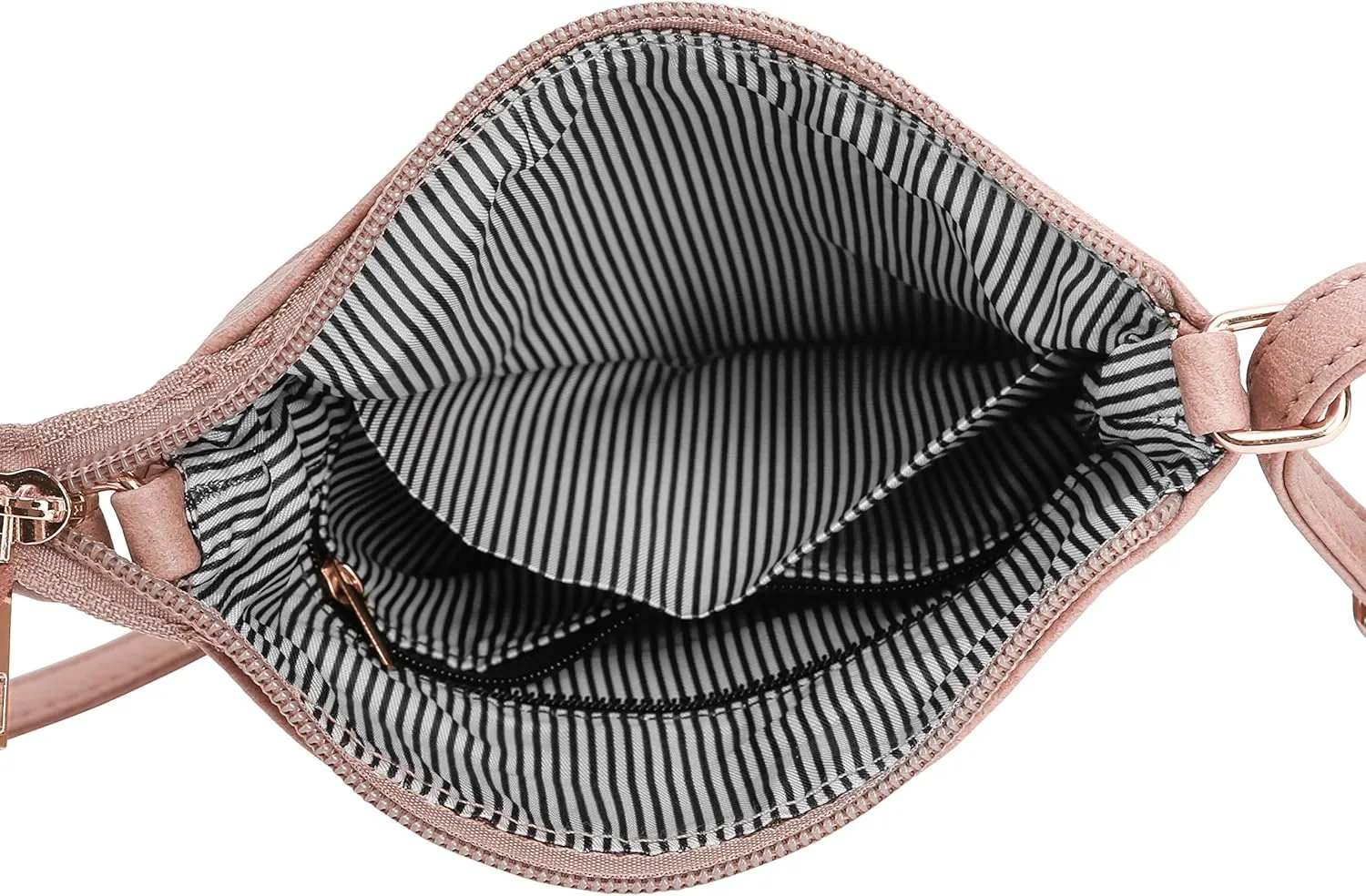DELUXITY | Crossbody Purse Bag | Functional Multi Pocket Double Zipper Purse | Adjustable Strap | Medium Size Purse | Blush