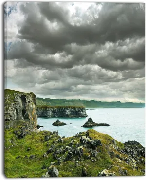 Design Art Icelandic Coast Under Dark Clouds Large Seashore Canvas Print