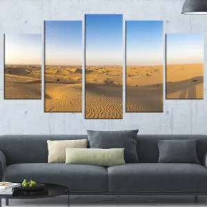 Design Art Sand Dunes Desert in Dubai-Landscape Artwork Canvas-60x32 5 Piece, 60x32-5 Panels Diamond Shape, Red