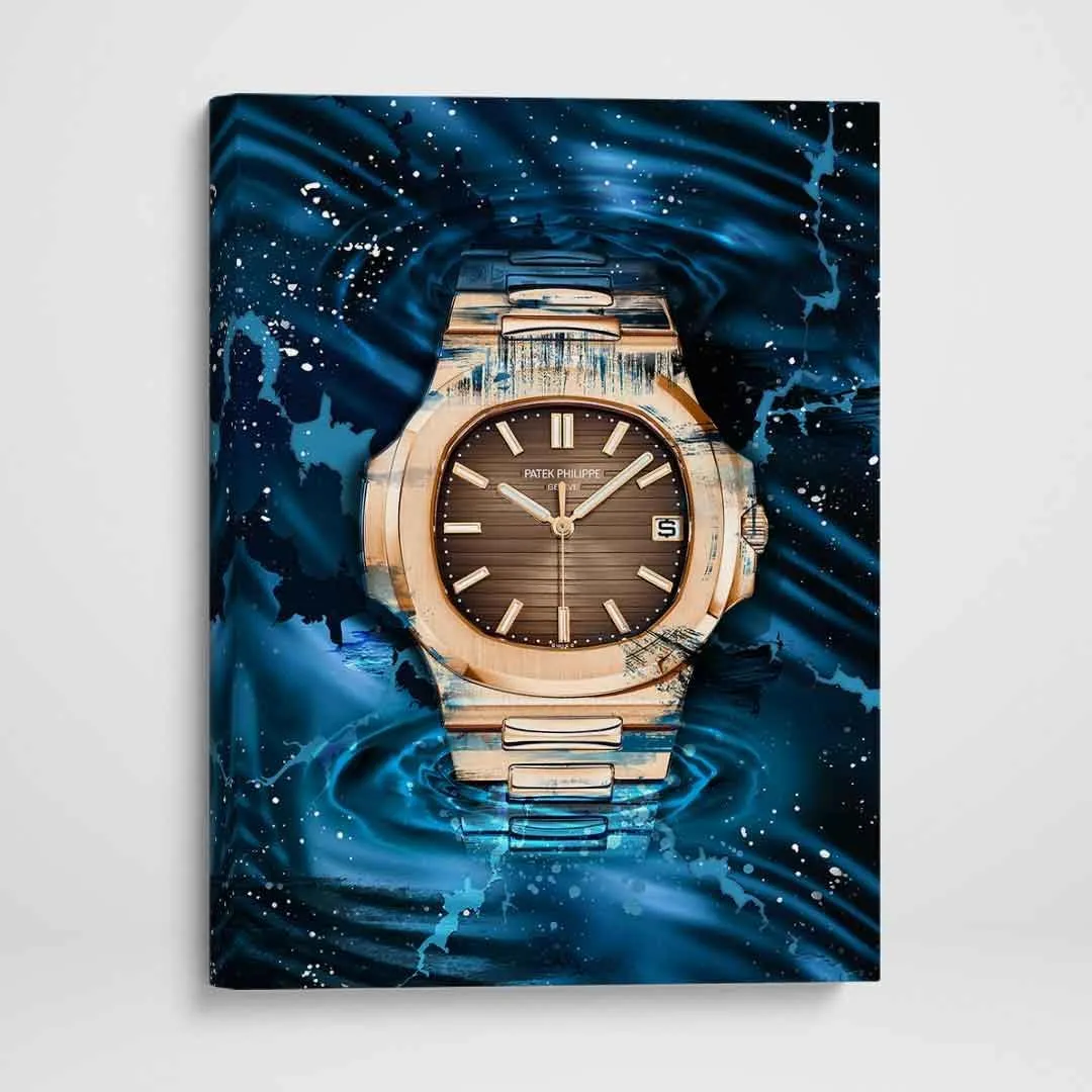DEVICI Patek Philippe Nautilus Gold Stretched Canvas Wall Art - Motivational Wall Art Patek Philippe Watches For Men Wall Decor Inspirational Wall Art Posters & Prints