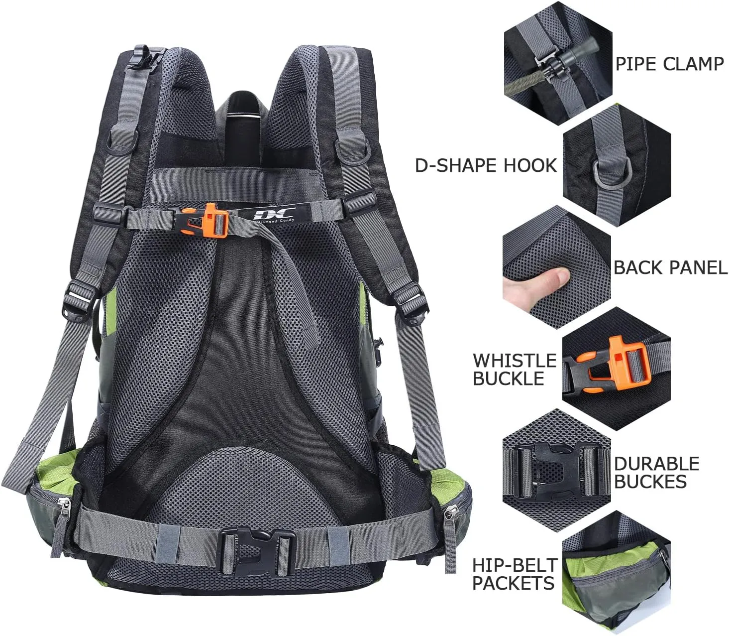 Diamond Candy Waterproof Hiking Backpack for Men and Women, Lightweight Day Pack for Travel Camping