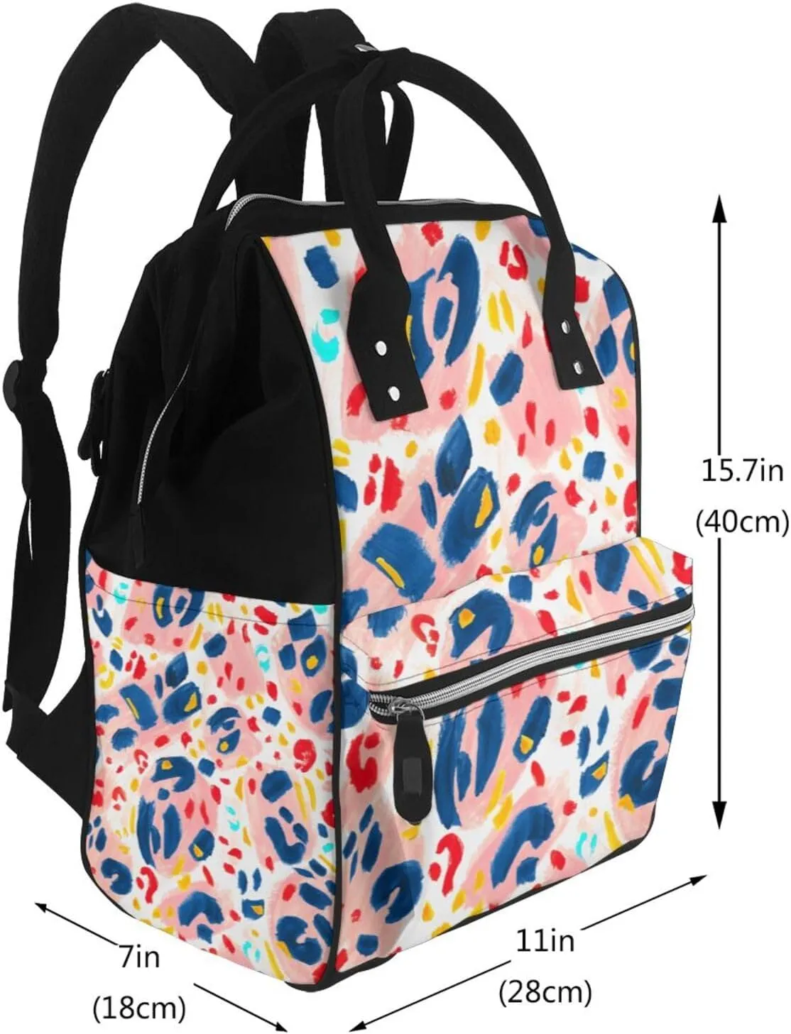 Diaper Bag Backpack For Women, Hand Painted Abstract Leopard Print Waterproof Multifunction Travel Pack Maternity Baby Changing Bags, Nappy Baby Bags With Multi-Function For Baby