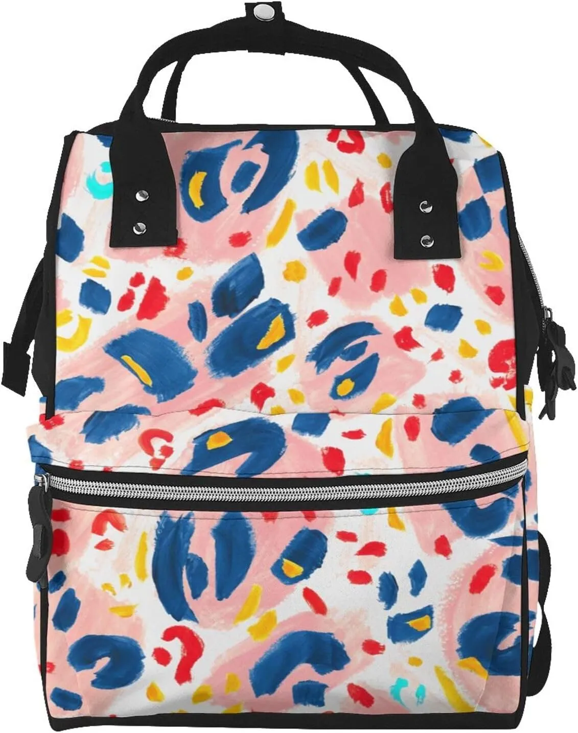 Diaper Bag Backpack For Women, Hand Painted Abstract Leopard Print Waterproof Multifunction Travel Pack Maternity Baby Changing Bags, Nappy Baby Bags With Multi-Function For Baby