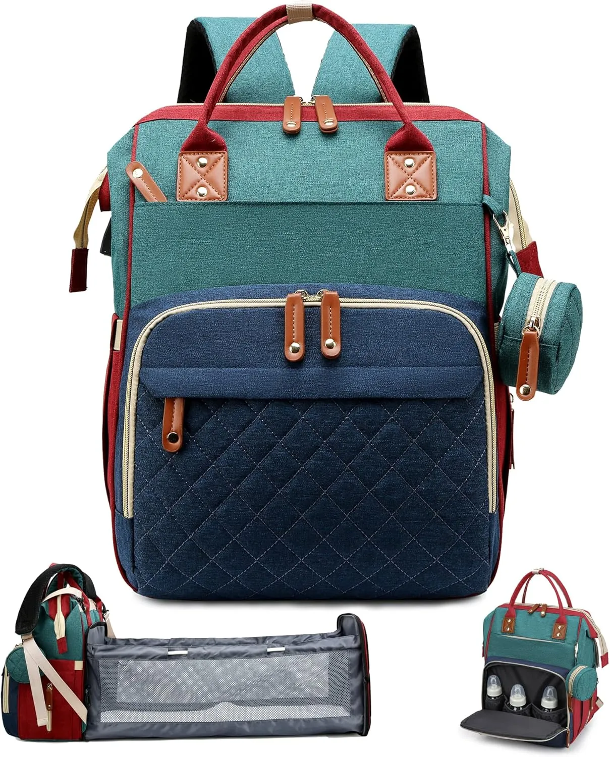 Diaper Bag Backpack with Changing Station, Baby Diaper Backpack Bag, Large Diaper Bag, Waterproof Multi-Function Travel Portable Mommy Bag, Newborns Gift