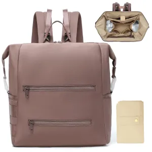 Diaper Bag Backpack,Large Neoprene Baby Bag for Boys Girls with 15 Diaper Bag Organizer,2 Insulated Pockets,Changing Pad,Stroller Straps,Mauve