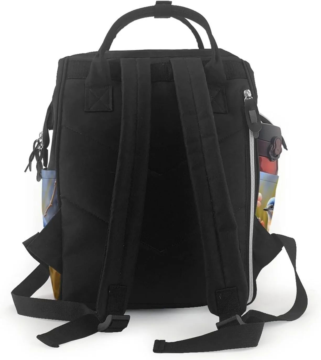 Diaper Bag Nappy Backpack Baby Bag Opossum and Roses Mummy Backpack Multifunction Changing Bags for Travel, Eastern Bluebird, One Size